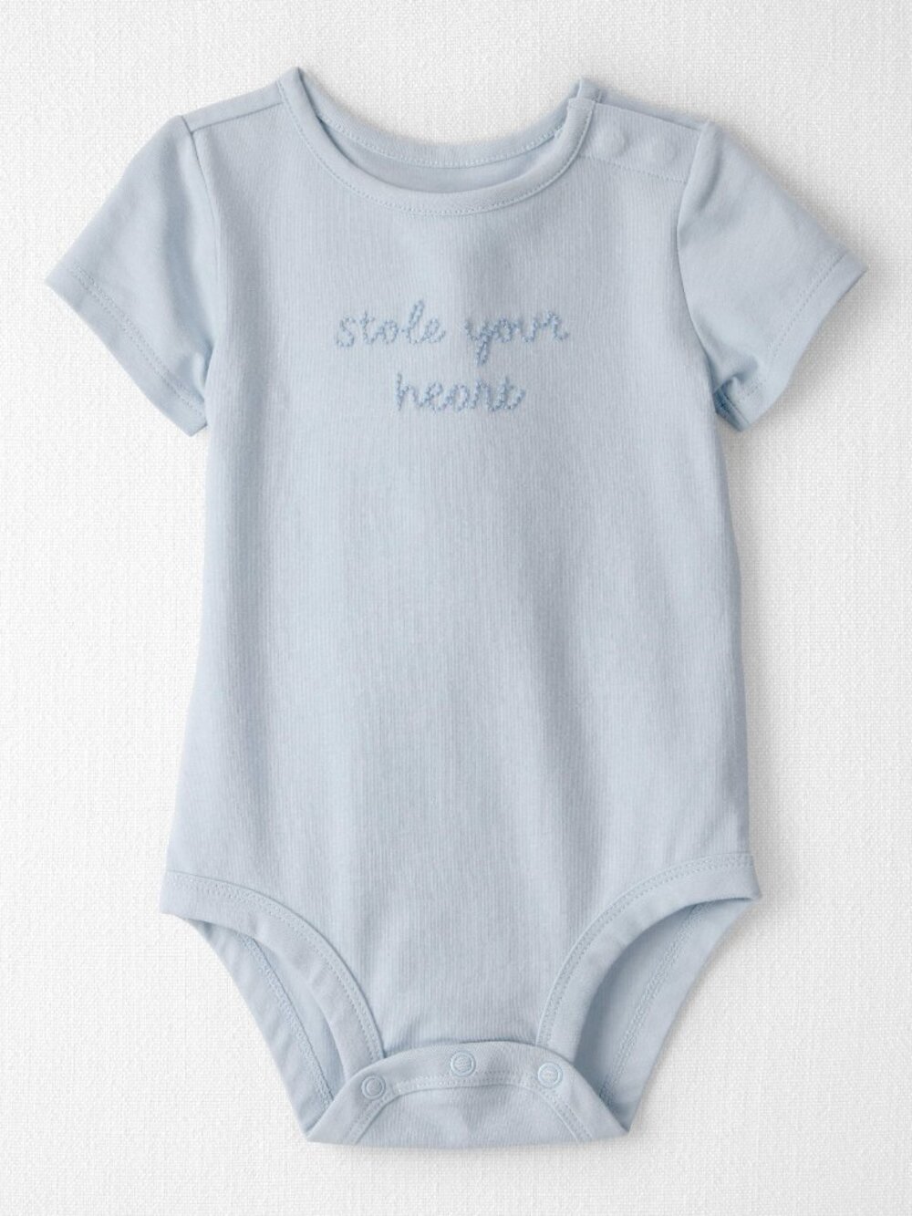 NEW Little Planet Organic 'Stole Your Heart' Embroidered Bodysuit in Slate Blue